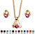 Round Simulated Birthstone Solitaire Necklace and Earring Set in Goldtone 18"-110 at PalmBeach Jewelry