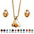 Round Simulated Birthstone Solitaire Necklace and Earring Set in Goldtone 18"-111 at PalmBeach Jewelry