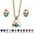 Round Simulated Birthstone Solitaire Necklace and Earring Set in Goldtone 18"-112 at PalmBeach Jewelry