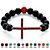 Genuine Onyx Beaded Horizontal Cross Simulated Birthstone Stretch Bracelet in Silvertone 8"-101 at PalmBeach Jewelry
