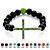 SETA JEWELRY Genuine Onyx Beaded Horizontal Cross Simulated Birthstone Stretch Bracelet in Silvertone 8"-108 at Seta Jewelry