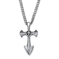 SETA JEWELRY Men's Cross Pendant with Blackened Cross Accent in Stainless Steel 24