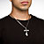 Men's Cross Pendant with Blackened Cross Accent in Stainless Steel 24"-14 at PalmBeach Jewelry