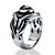 Men's 1.86 TCW Black Oval-Cut Cubic Zirconia Evil Eye Ring in Antiqued Stainless Steel Sizes 9-16-12 at PalmBeach Jewelry