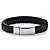 SETA JEWELRY Men's Black Woven Leather and Stainless Steel Bracelet with Magnetic Closure 9"-11 at Seta Jewelry