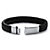 Men's Black Woven Leather and Stainless Steel Bracelet with Magnetic Closure 9"-12 at PalmBeach Jewelry