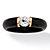 Genuine Black Jade and Round White Topaz Stackable Ring .56 TCW in Solid 10k Yellow Gold-11 at PalmBeach Jewelry