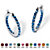 Round Simulated Birthstone Inside-Out Hoop Earrings in Silvertone 1.25"-103 at PalmBeach Jewelry
