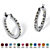 Round Simulated Birthstone Inside-Out Hoop Earrings in Silvertone 1.25"-104 at PalmBeach Jewelry