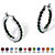 Round Simulated Birthstone Inside-Out Hoop Earrings in Silvertone 1.25"-105 at PalmBeach Jewelry