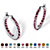 Round Simulated Birthstone Inside-Out Hoop Earrings in Silvertone 1.25"-106 at PalmBeach Jewelry