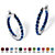 Round Simulated Birthstone Inside-Out Hoop Earrings in Silvertone 1.25"-109 at PalmBeach Jewelry