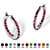 Round Simulated Birthstone Inside-Out Hoop Earrings in Silvertone 1.25"-110 at PalmBeach Jewelry