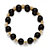 Round Crystal and Simulated Black Onyx Beaded Stretch Bracelet in Goldtone 8"-12 at PalmBeach Jewelry