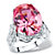 13.24 TCW Oval-Cut Simulated Pink Tourmaline Cubic Zirconia Cocktail Ring with White CZ Accents Platinum-Plated-11 at PalmBeach Jewelry