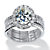 3 Piece 3.72 TCW Oval-Cut Cubic Zirconia Halo Bridal Ring Set in Platinum over Sterling Silver-11 at PalmBeach Jewelry