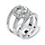 3 Piece 3.72 TCW Oval-Cut Cubic Zirconia Halo Bridal Ring Set in Platinum over Sterling Silver-12 at PalmBeach Jewelry