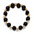 Simulated Black Onyx and Crystal Beaded Collar Necklace and Stretch Bracelet in Gold Tone 18"-21"-12 at PalmBeach Jewelry