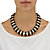 Simulated Black Onyx and Crystal Beaded Collar Necklace and Stretch Bracelet in Gold Tone 18"-21"-15 at PalmBeach Jewelry