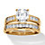 Cushion-Cut Cubic Zirconia 2-Piece Wedding Ring Set 1.94 TCW in 14k Gold over Sterling Silver-11 at PalmBeach Jewelry