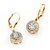 2.51 TCW Round Cubic Zirconia Halo Drop Earrings in 18k Gold over Sterling Silver-11 at PalmBeach Jewelry