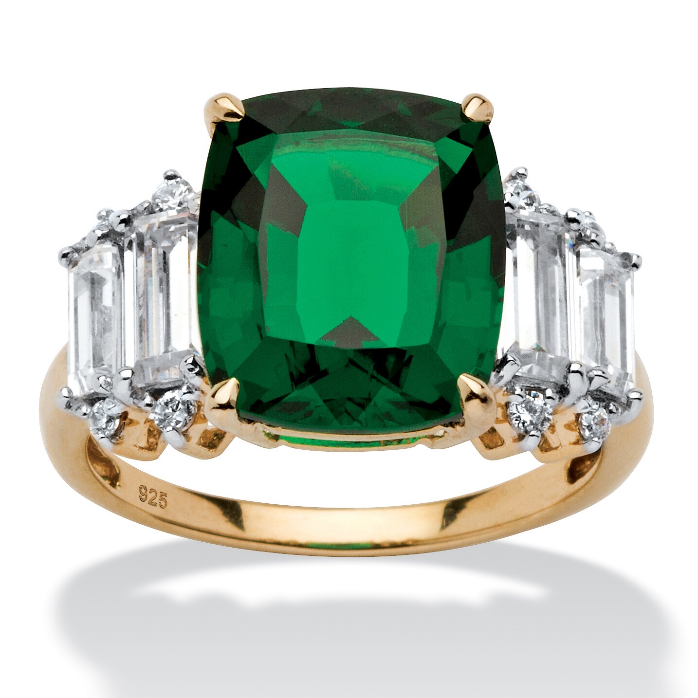 5.36 TCW EmeraldCut Emerald and Cubic Zirconia Ring in 18k Gold over