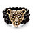 Crystal Leopard Genuine Onyx Stretch Bracelet in Yellow Gold Tone-11 at PalmBeach Jewelry