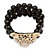 Crystal Leopard Genuine Onyx Stretch Bracelet in Yellow Gold Tone-12 at PalmBeach Jewelry