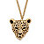 White Crystal Leopard Pendant Necklace in Yellow Gold Tone 28"-30"-11 at PalmBeach Jewelry