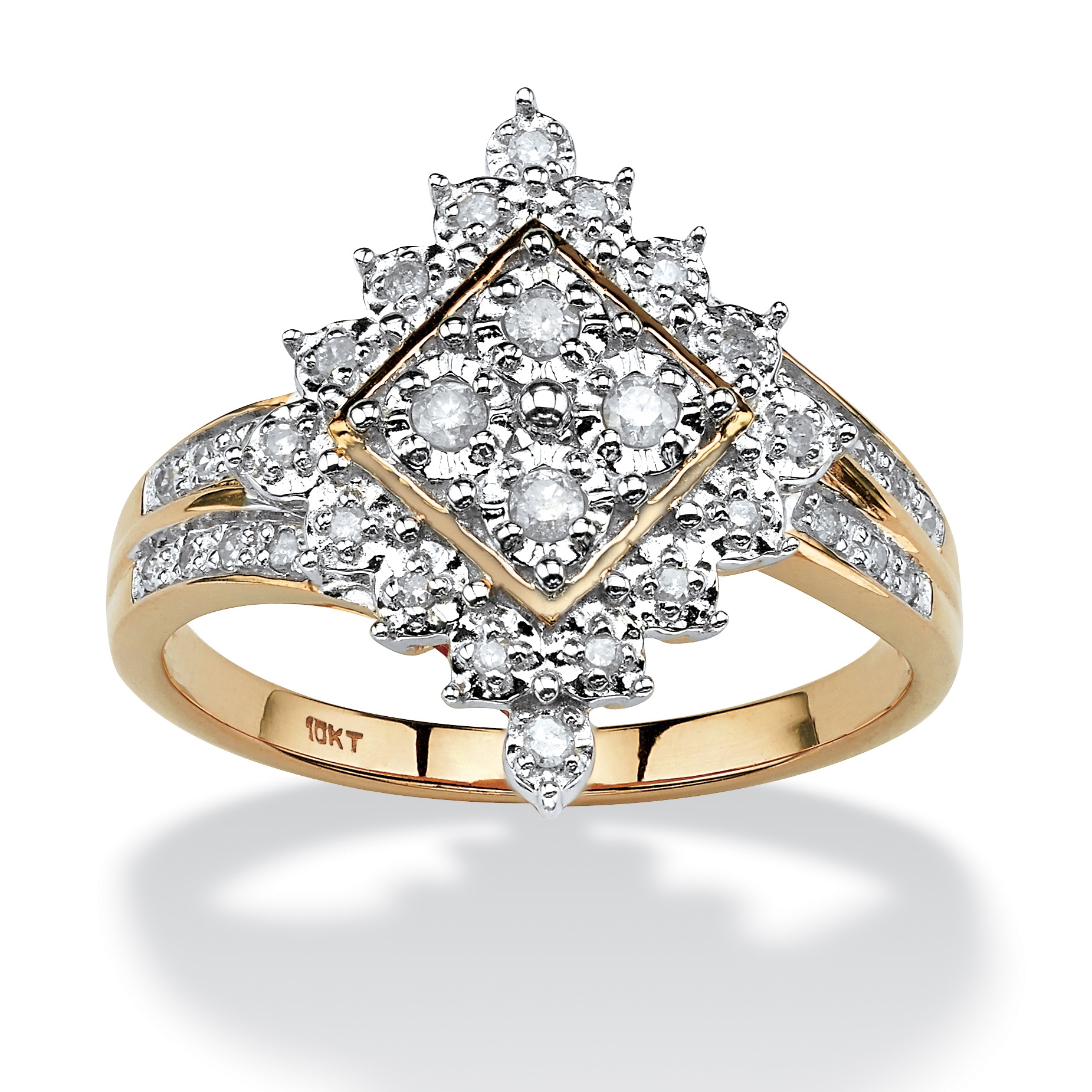 1/4 TCW Round Diamond Geometric Ring in 10k Gold at