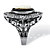 Onyx and Mother-of-Pearl Cameo and Cubic Zirconia Cocktail Ring in Black Rhodium-Plated-12 at PalmBeach Jewelry