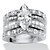 4.55 TCW Marquise-Cut Cubic Zirconia 3-Piece Bridal Ring Set in Platinum over Sterling Silver-11 at Direct Charge presents PalmBeach