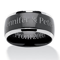 Personalized ring in Black Ion-Plated Stainless Steel