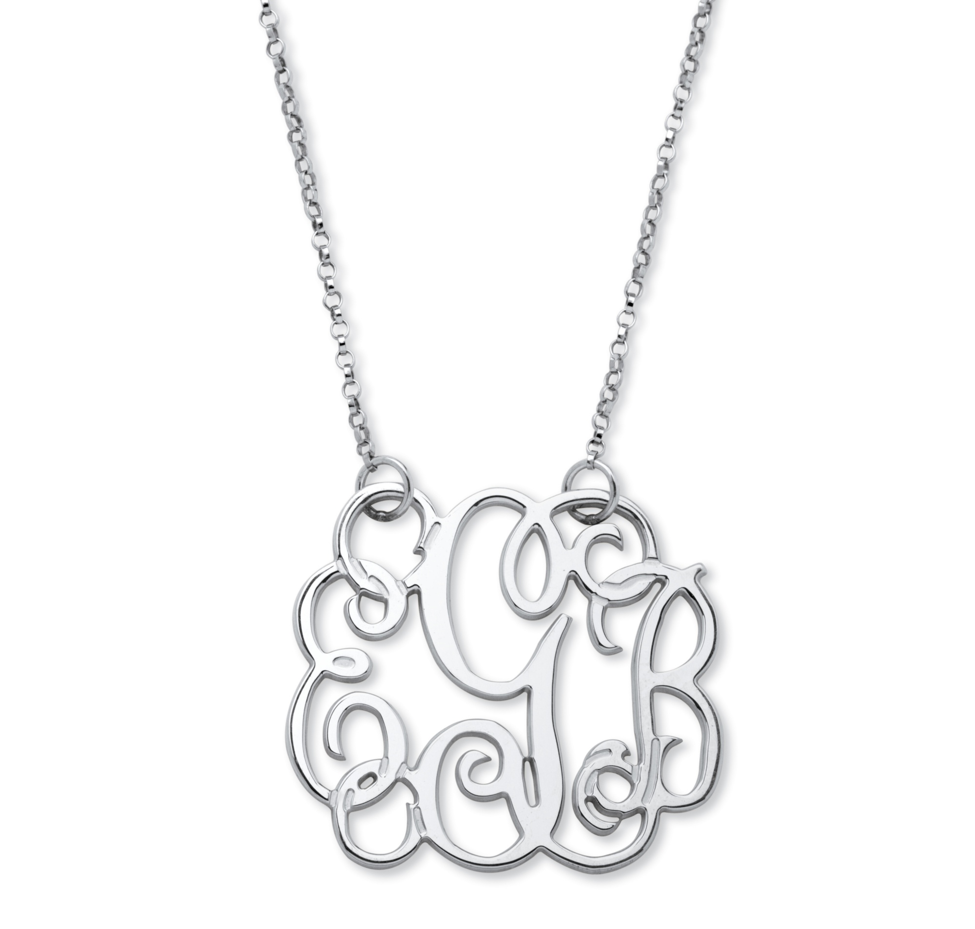 Personalized Script Monogram Necklace in Sterling Silver at PalmBeach Jewelry