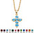 Simulated Birthstone Cross Pendant Necklace in Yellow Gold Tone-103 at PalmBeach Jewelry