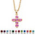 Simulated Birthstone Cross Pendant Necklace in Yellow Gold Tone-106 at PalmBeach Jewelry