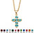 Simulated Birthstone Cross Pendant Necklace in Yellow Gold Tone-112 at PalmBeach Jewelry