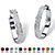 Pave Simulated Birthstone Hoop Earrings in Stainless Steel (1 1/2")-104 at PalmBeach Jewelry