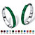 Pave Simulated Birthstone Hoop Earrings in Stainless Steel (1 1/2")-105 at PalmBeach Jewelry