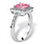 SETA JEWELRY Princess-Cut Simulated Birthstone Halo Ring in .925 Sterling Silver-12 at Seta Jewelry