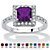 Princess-Cut Simulated Birthstone Halo Ring in .925 Sterling Silver-102 at PalmBeach Jewelry