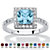 SETA JEWELRY Princess-Cut Simulated Birthstone Halo Ring in .925 Sterling Silver-103 at Seta Jewelry