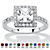SETA JEWELRY Princess-Cut Simulated Birthstone Halo Ring in .925 Sterling Silver-104 at Seta Jewelry