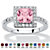 SETA JEWELRY Princess-Cut Simulated Birthstone Halo Ring in .925 Sterling Silver-106 at Seta Jewelry