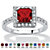 Princess-Cut Simulated Birthstone Halo Ring in .925 Sterling Silver-107 at PalmBeach Jewelry