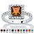 Princess-Cut Simulated Birthstone Halo Ring in .925 Sterling Silver-111 at PalmBeach Jewelry