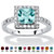 SETA JEWELRY Princess-Cut Simulated Birthstone Halo Ring in .925 Sterling Silver-112 at Seta Jewelry