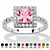 SETA JEWELRY Princess-Cut Simulated Birthstone Halo Ring in .925 Sterling Silver-11 at Seta Jewelry