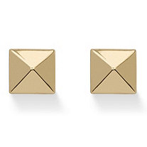Pyramid Stud Earrings in Hollow 14k Yellow Gold