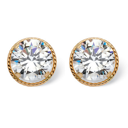 4 TCW Round Martini-Set Cubic Zirconia Halo Stud Earrings in 14k Gold at PalmBeach Jewelry
